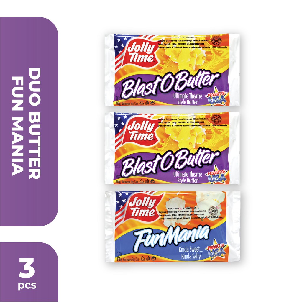 

Jolly Time - Paket Duo Butter FunMania (2BOB, 1FM) - Microwave Popcorn