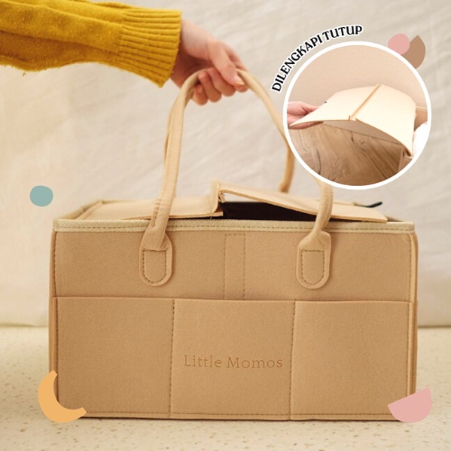 Little Momos Caddy Bag Ada Tutup Diaper Organizer / Tas Popok Peralatan Bayi seperti Kinderkeen
