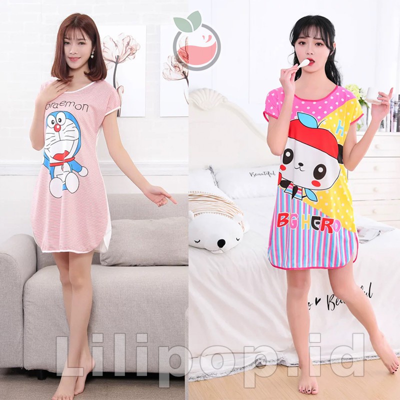 Baju Tidur Import Dewasa All Size Bahan Spandex Baby Doll Korea Murah DT HP 3/4 CP PP Lilipop