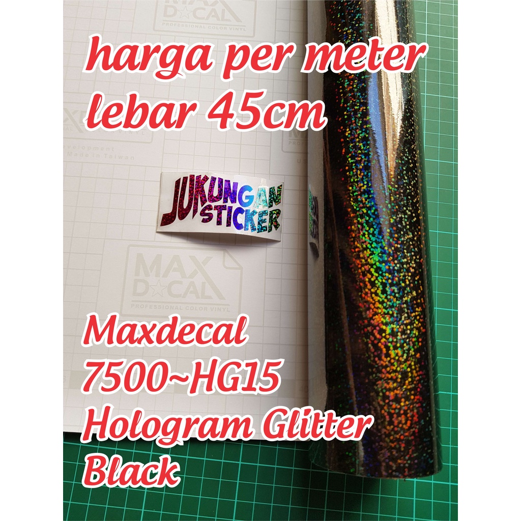 Stiker Max Decal Pelangi Glitter Hitam - Sticker Maxdecal Hologram Glitter Black - HG15