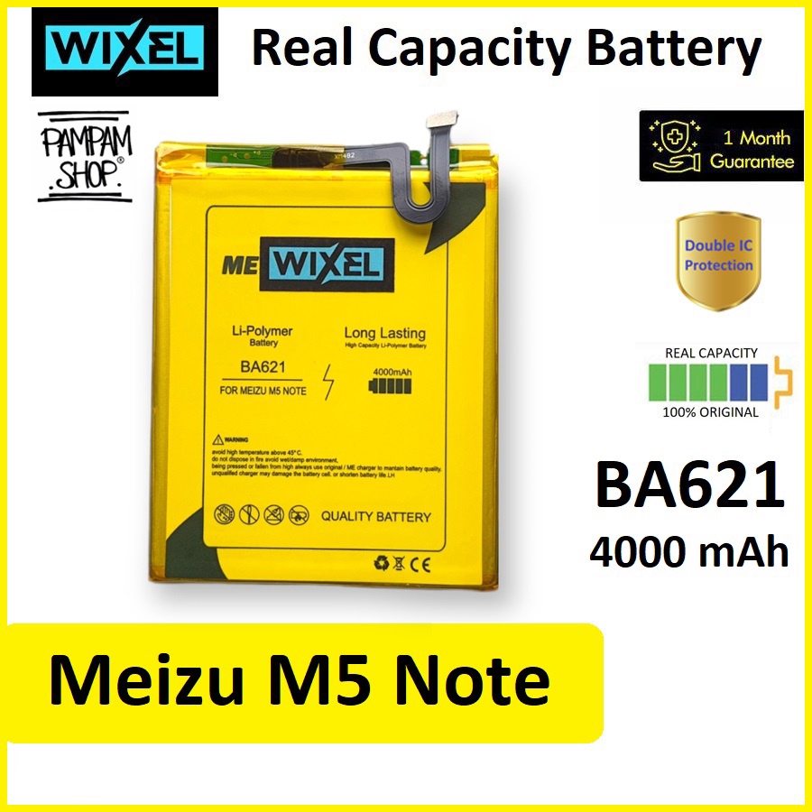 WIXEL ME Baterai Meizu M5 NOTE BA621 M621H Real Capacity Battery Original 100% Ori Batre Batrai HP H