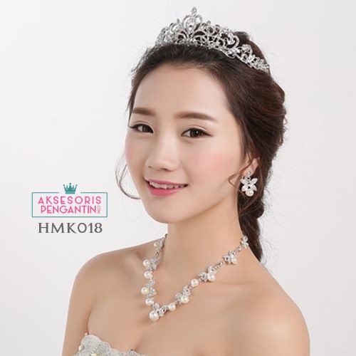 Aksesoris Royal Wedding Modern l Paket Crown Kalung Anting Wedding- HMK020