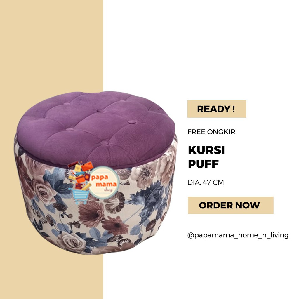 Sofa Puff - Kursi Stool - Sofa Bulat Murah - Puff Kain uk 47cm - Kursi Bulat Minimalis - Medan