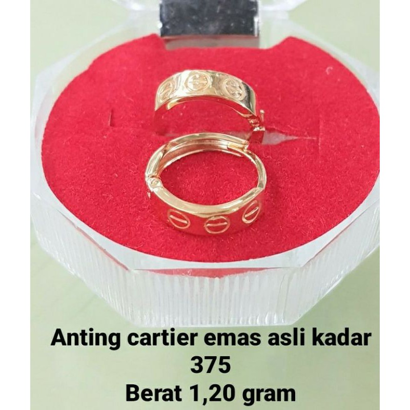 anting emas asli kadar 375% model cartier