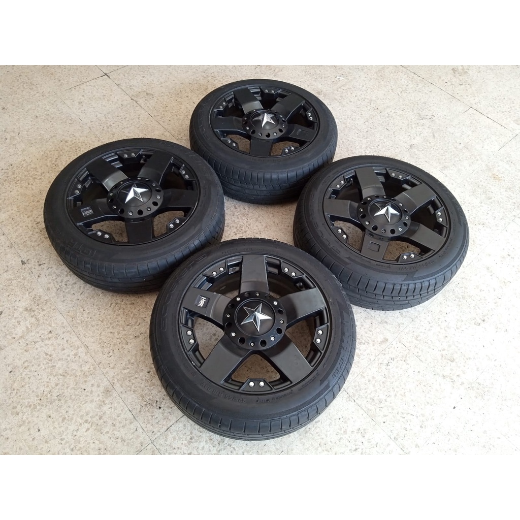 velg mobil bekas r18 lobang 5 rasta ring 18x8 et35 pcd 5x114/5x100 + ban accelera 225 55 18