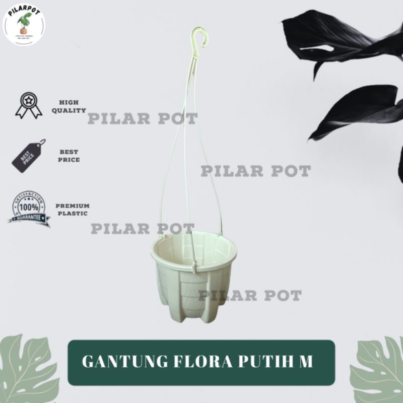 pot bunga tanaman multifungsi gantung HW FLORA M PUTIH - GANTUNG HW FLORA M