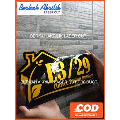 Nomor rumah cantik minimalis modern bahan akrilik 30x15