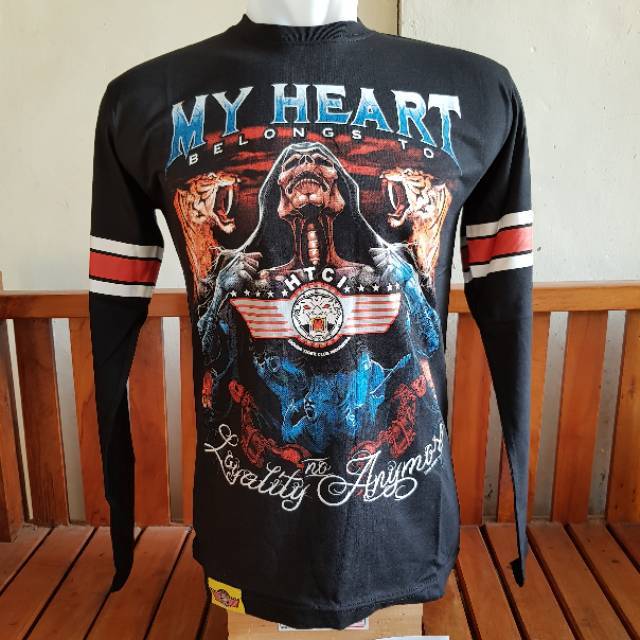 Kaos t-shirt honda tiger club indonesia my heart panjang htci motor bikers