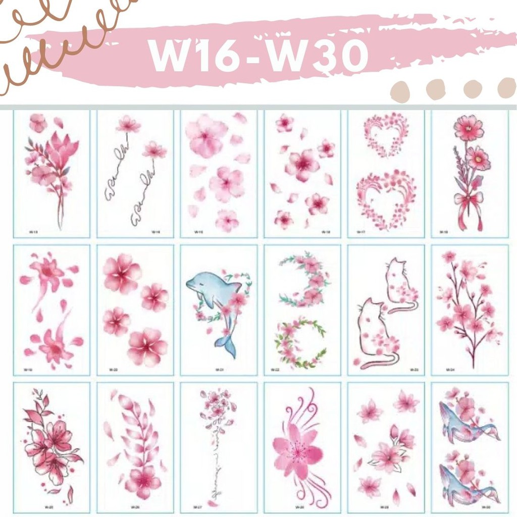 Stiker Tattoo kode: W16-W30 | Tato Temporer | Waterproof