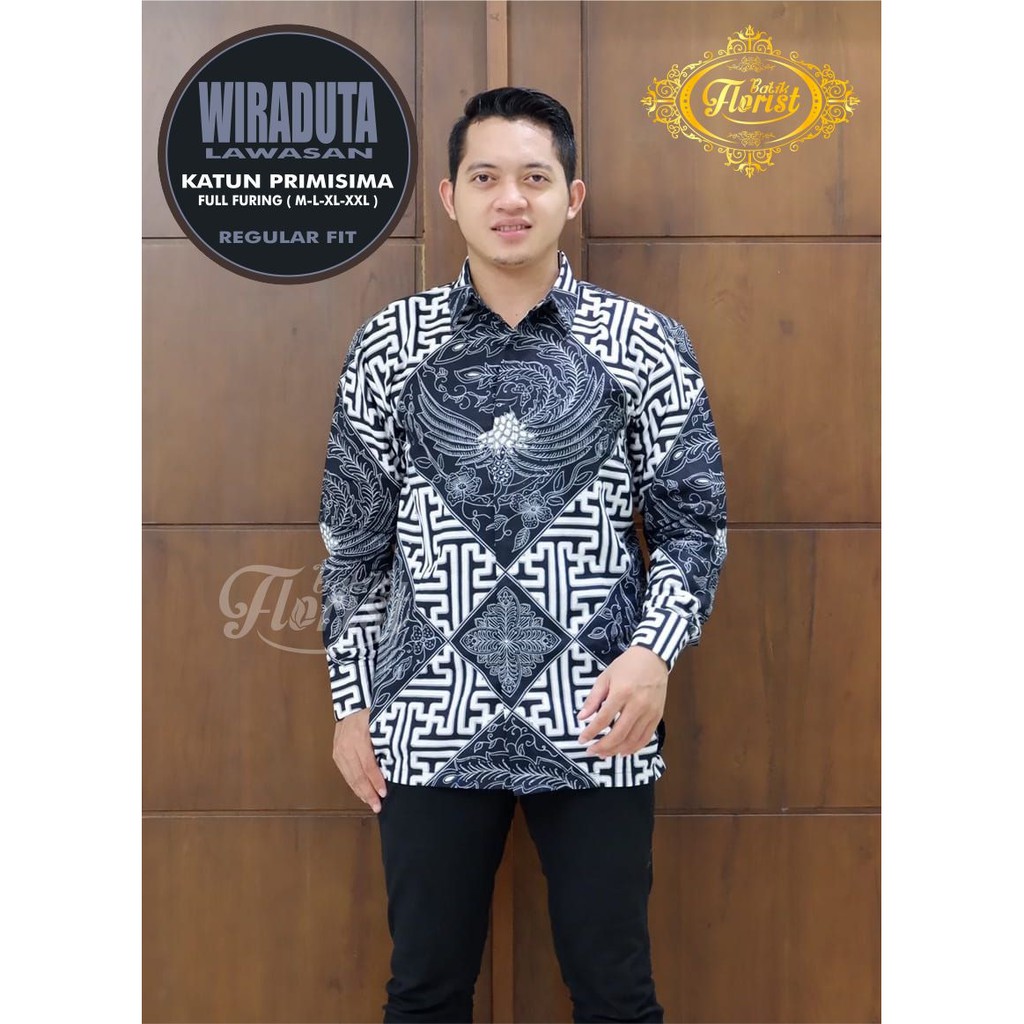 Batik Solo WIRADUTA LAWASAN Kemeja Pria Katun Halus Sragenan Full Furing