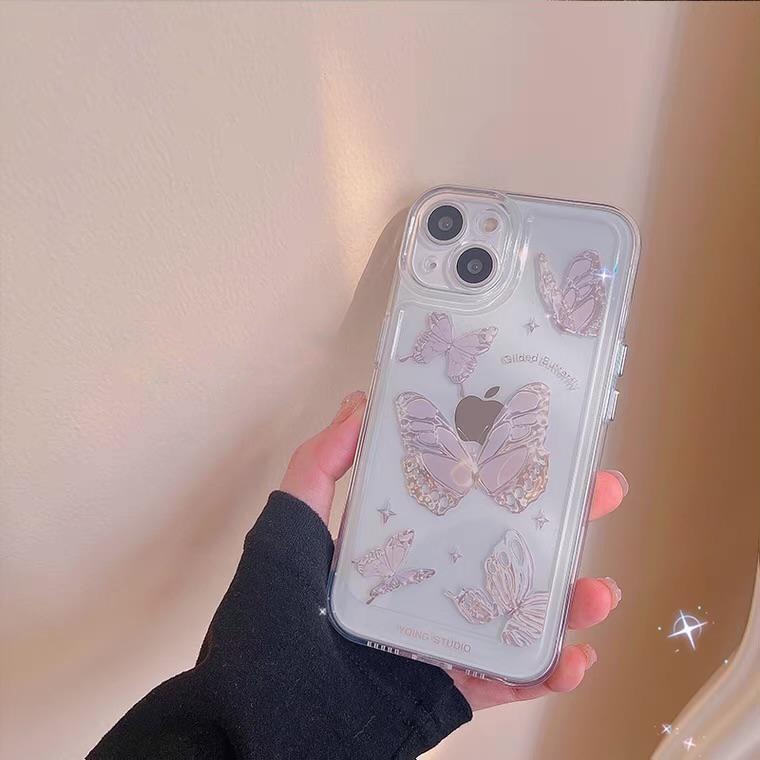 [TPC] Phone Case Bening Transparant BUTTERFLY Kupu -Kupu Card Holder Phone Case IPHONE 7 8 PLUS X XS MAX XR 11 12 13 14 PRO MAX - IP041