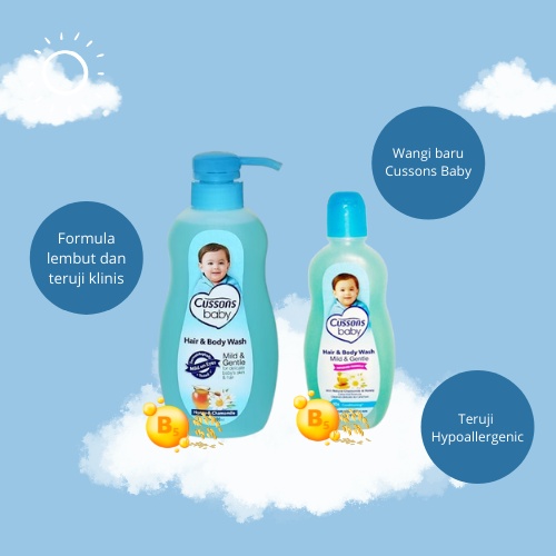 Cussons Baby Hair &amp; Body Wash Mild &amp; Gentle 100+100ML/Cusson Sabun Cair/Sabun Mandi Cair Bayi/Extra Fill 100%