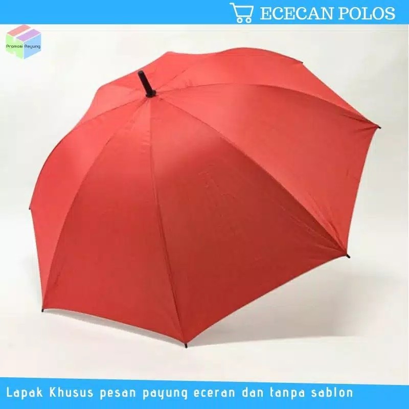 [polos] Payung Standar Gagang J Sarung Kain Lapis Silver - Orange