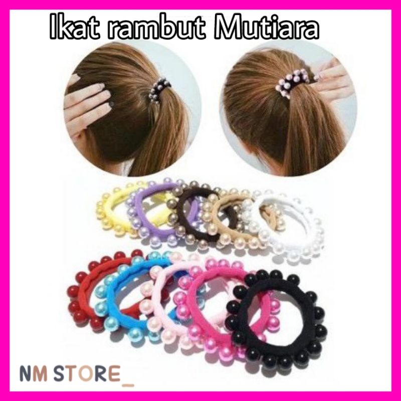 BC IKAT RAMBUT KOREA ELASTIS PEARL AND GOLD IKAT RAMBUT MUTIARA KOREAN NEW STYLE