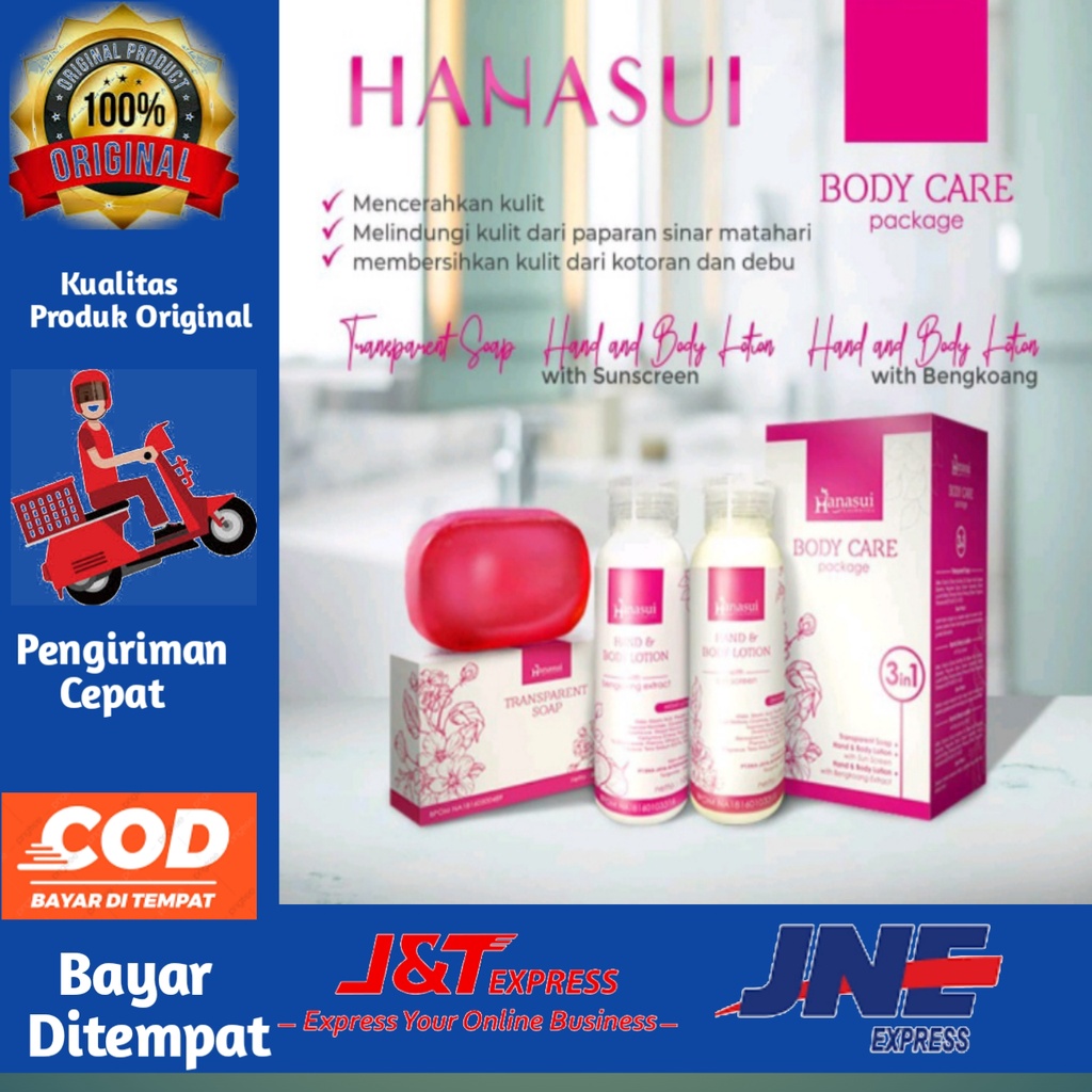 [ORI] HANASUI BODY CARE 3in1 Paket Lengkap untuk Perawatan Kulit Lebih Cerah Seketika | BPOM