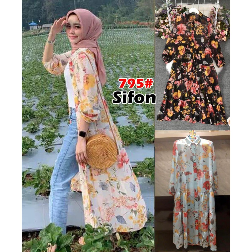 705# dres KOREA fashion import/ dres baju terbaru//fashon korea motif bunga