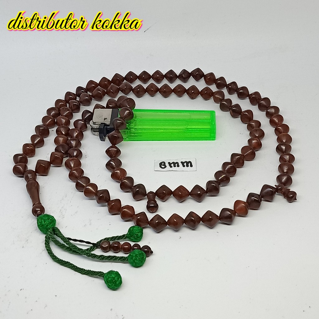 ( SUPER MURAH ) Grosir 5 pcs tasbih Kokka kaukah kaokah fukakah koka wajik rumbai 8,5 mm coklat