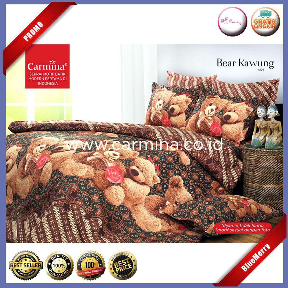 Sprei Carmina Bear Kawung No.1 King 180 Seprai Batik Beruang Coklat BMSC174