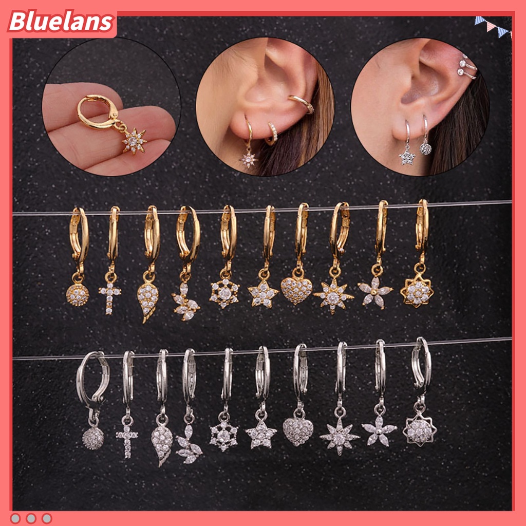 1 Pc Anting Menjuntai Desain Salib Hati Bunga Bahan Cubic Zirconia Untuk Wanita