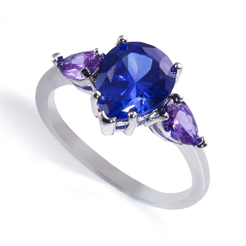 Hu Hu Hu Hu Hu Alat Bantu Pasang Kacamata♡ Cincin Wanita Hias Sapphire Amethyst Imitasi Untuk Pesta Pernikahanhadiah