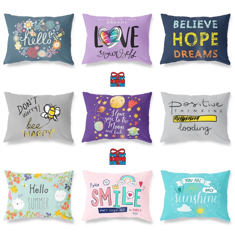 Bantal Tidur Anak Print Ukuran 45x30 Tema Words Quote Quotes - Pusat Kado Murah