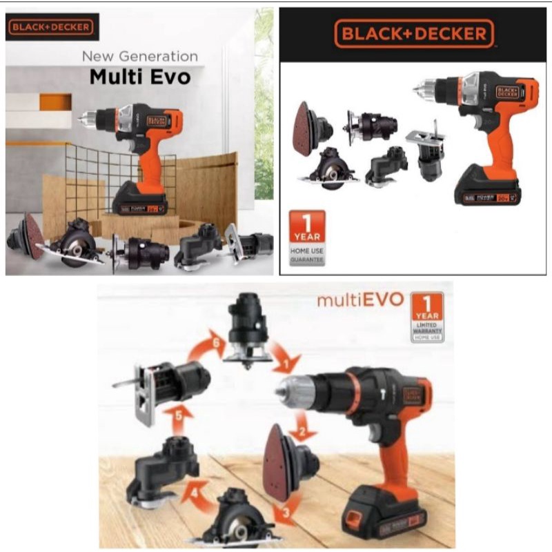 Bor Hammer Drill Multifungsi EVO185K6 Black Decker EVO 186 Multi Evo