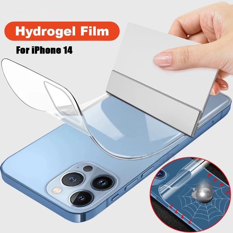 Film Hydrogel Pelindung Layar Belakang Handphone Transparan Ultra Tipis Anti Gores Untuk iPhone 14 / 14pro / 14plus / 14pro Max