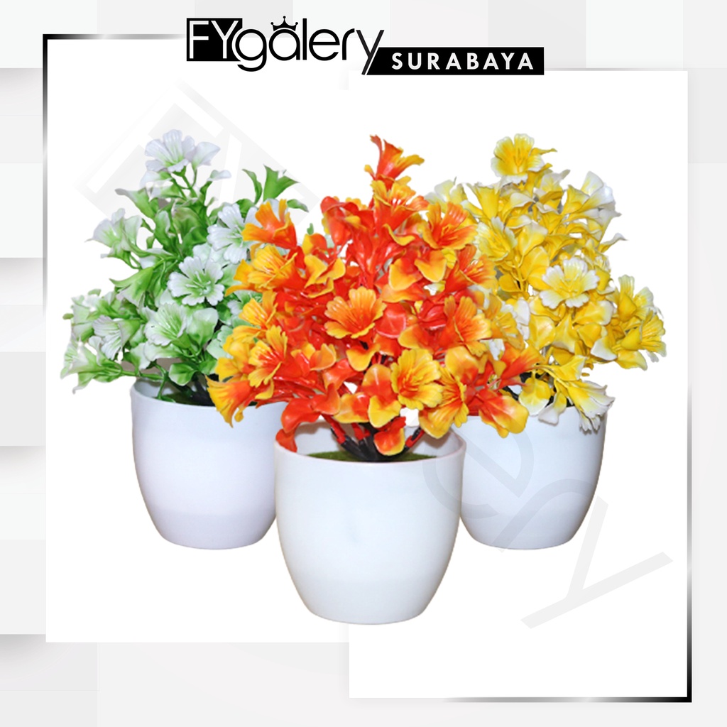 FYGALERYSURABAYA PT42 Pot Tanaman Hias Bunga Hias Plastik Pot Bongsai Artificial Flower Decoration