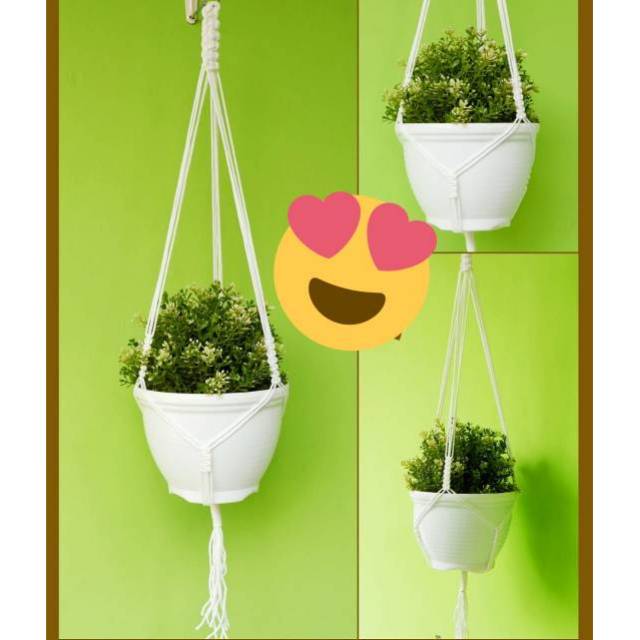  Pot  Gantung  3simpul putih 18cm panjang  tali 65cm Shopee 