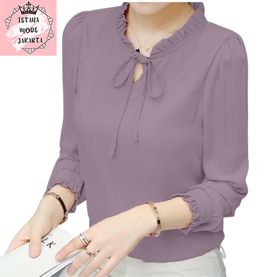 ISTANA MODE JAKARTA Aurelia baju atasan wanita terbaru blouse korean style blouse wanita lengan panjang-TARO