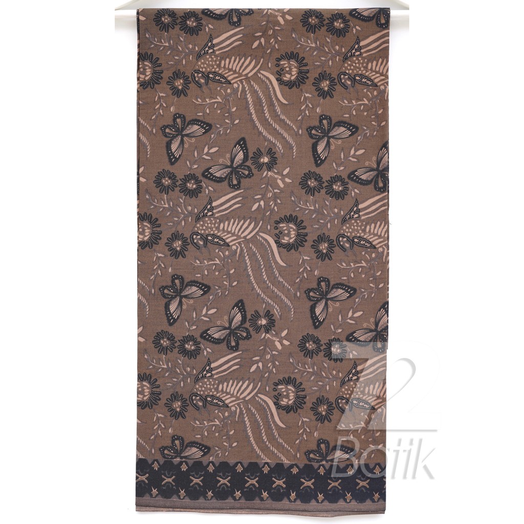 KAIN BATIK PREMIUM Bahan Katun Motif Kupu Kupu Two Tone Pagi Sore Warna Coklat Hitam 722596 Cap 72 Jarik Jarit Samping Kebat Panjang Batik Katun Modern Premium Bahan Seragam Batik Pernikahan Kantor Keluarga Murah Kamen Jadi Batik Bali Lembaran