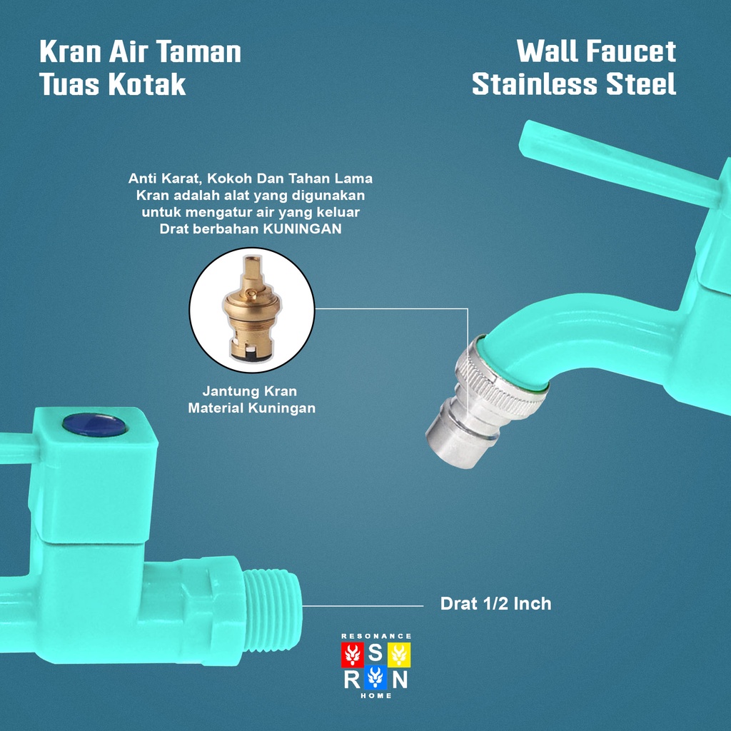 Kran Air Taman Kotak Lengkung / Wall Faucet Resonance Home