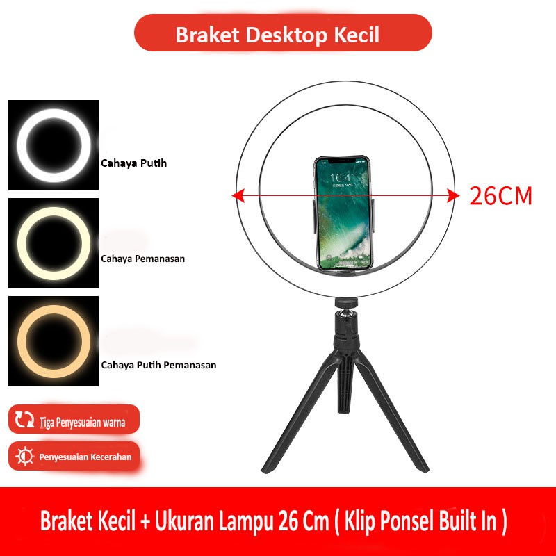 RINGLIGHT LED LAMPU 26CM, 33CM LAMPU MAKE UP, VLOG, SELFIE, Lampu RingLinght