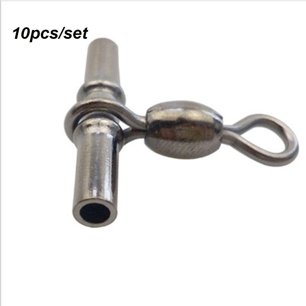 Suyo 10pcs/set Tabung Memancing Putar Kuningan Tahan Lama Barel Memancing Aksesoris Cross-line Kepala Kuningan