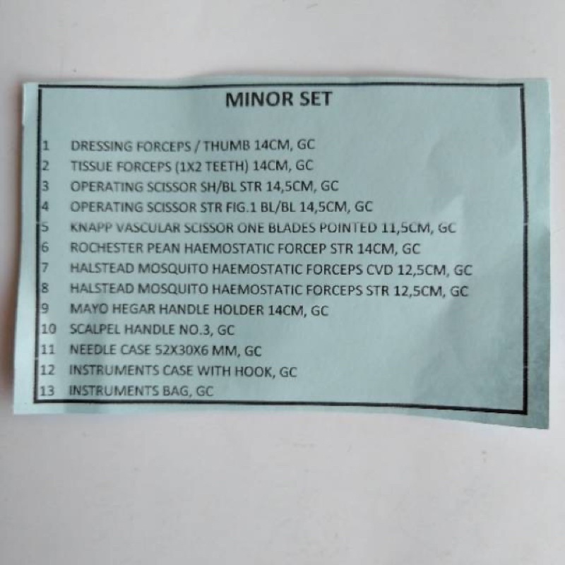 MINOR SET GENERAL CARE