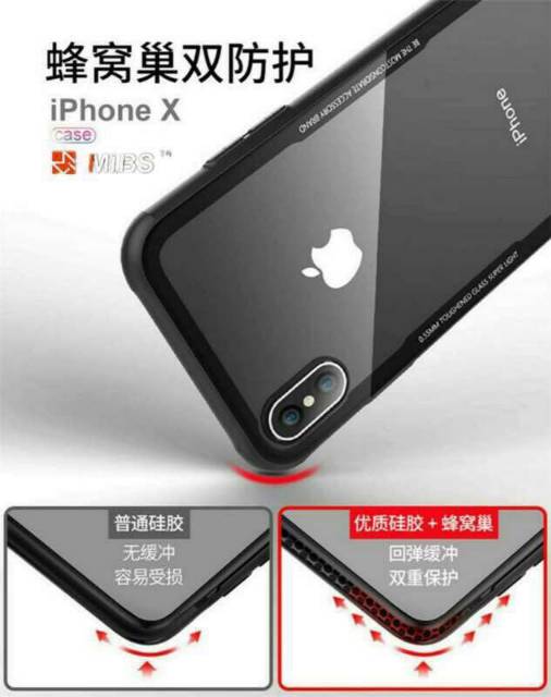 Back Tempered Glass case Iphone X Ten rubber case casing cover