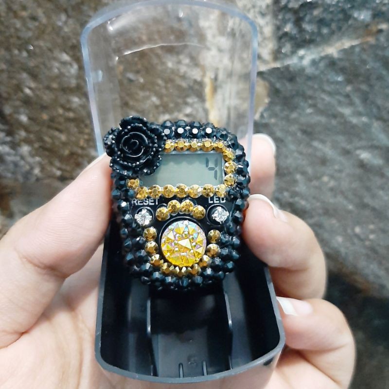 LED tasbih digital hias hitam gold oleh oleh haji umroh swarovsky murah alarm grosir