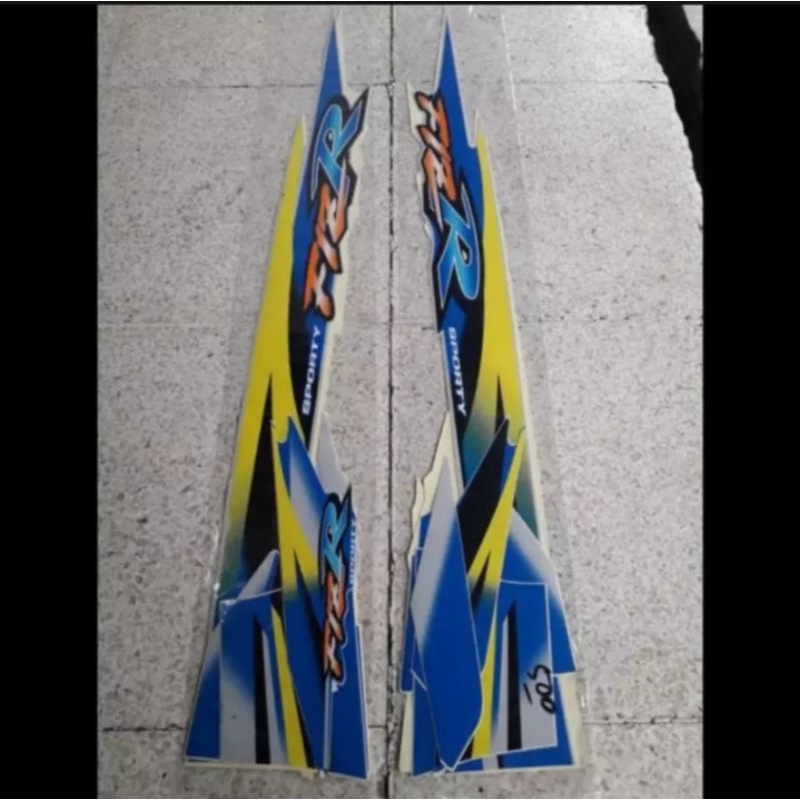 sticker striping list body fizr f1 zr le 1999 putih biru kuning