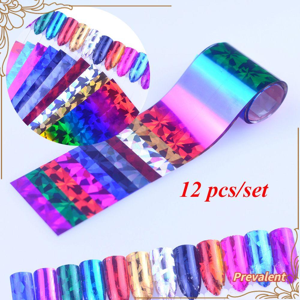 12pcs / set Stiker Kuku 3D Bahan Foil Untuk Dekorasi Manicure