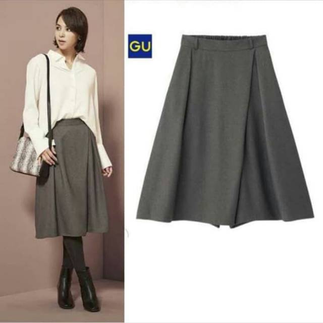 uniqlo GU dark grey celana kulot pendek