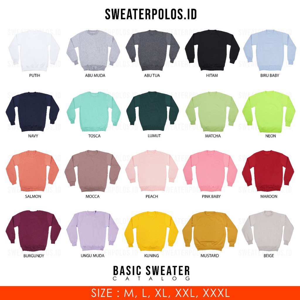 SWEATERPOLOS BASIC SWEATER BULLDOG M-XXL (SABLON) (PRIA & WANITA)