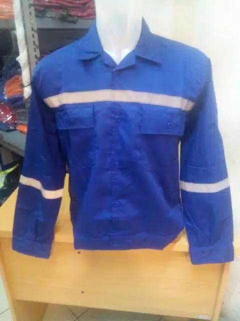 Baju Safety Proyek Lengan Panjang Kemeja Safety K3 Atasan Kerja Lapangan Bahan Drill