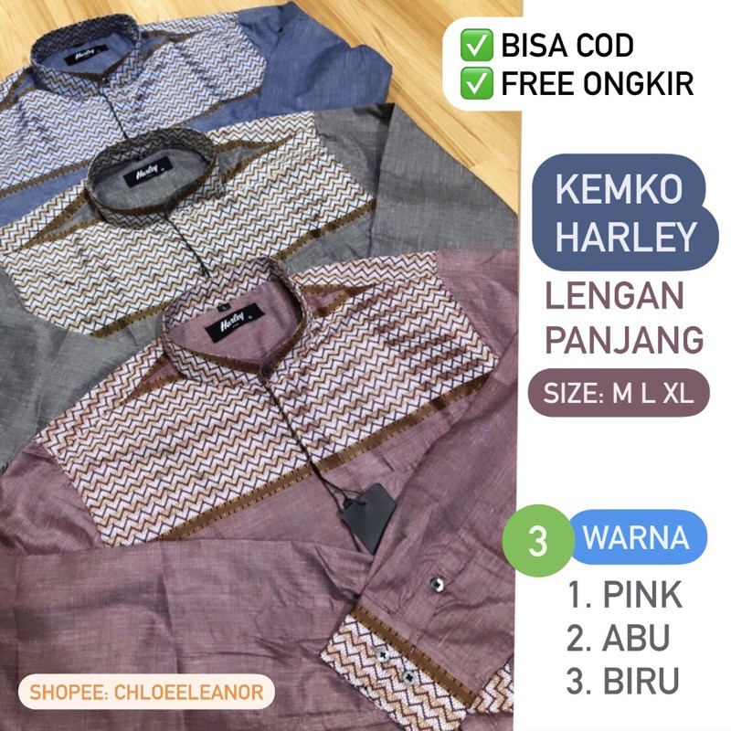 BARU Kemko harley/ Koko Harley EARTH Series Kemeja Koko pria lengan panjang KEMKO HARLEY baju koko k