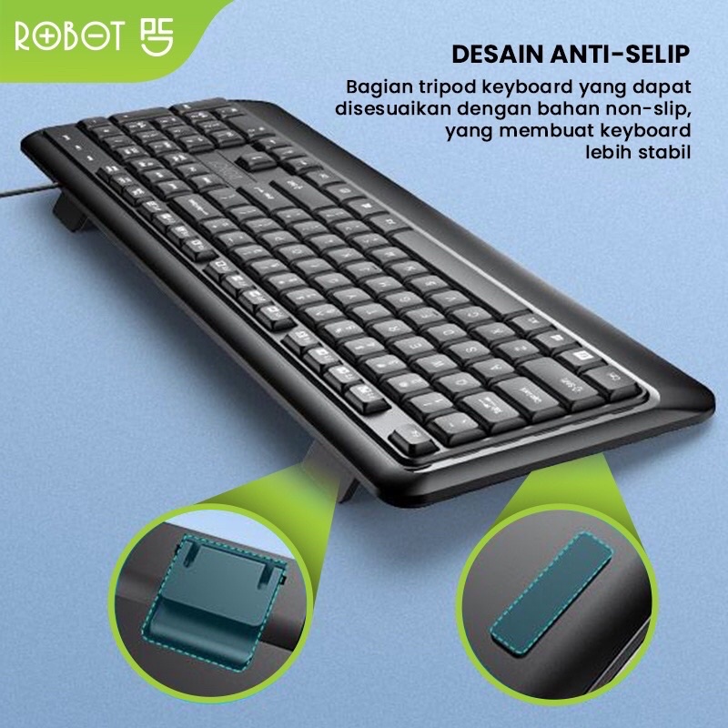 ROBOT Set Combo Keyboard and Mouse KM2600 for Komputer/Laptop Original Garansi Resmi 1 Tahun