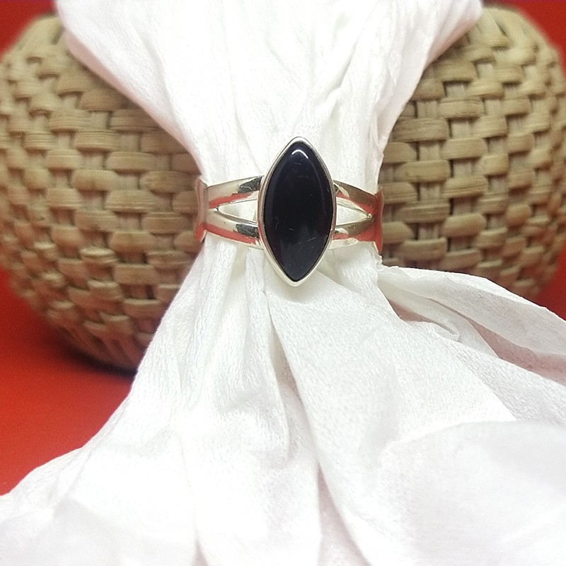 Cincin Ring Perak Silver Bali Asli 925 Polos Wajik Akik Hitam Black Onyx Pria Laki Wanita Elegan