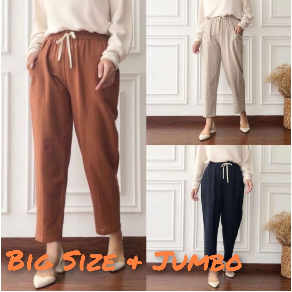 PROMO!! CELANA JUMBO Willow Linen Pants CELANA KEKINIAN BAGGY PANTS CELANA WANITA TERLARIS CELANA LINEN CELANA MUSLIMAH