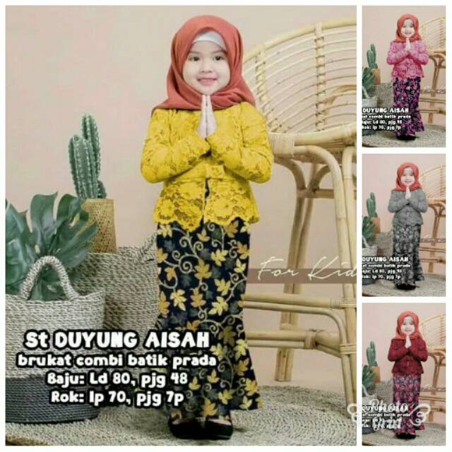 Set Duyung Aisah / Fashion anak perempuan setelan baju kebaya rok duyung batik kondangan anak