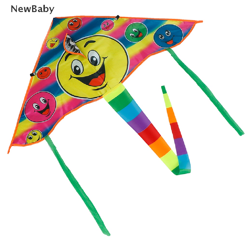 1 Set 80x45cm Layanglayang Motif Smiley face Dengan Tali Pegangan 50m Untuk Outdoorolahraga