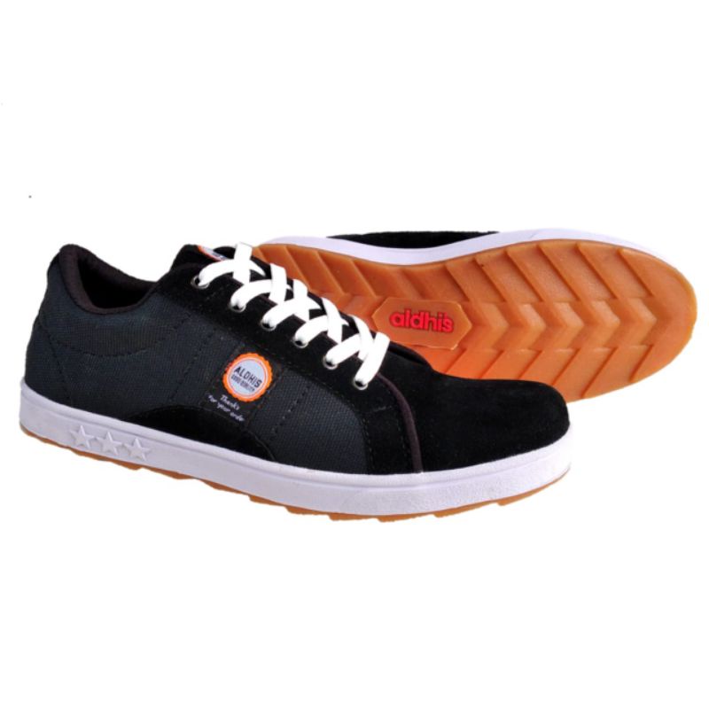 Sepatu Pria Original Lokal Aldhis NW 230 Sneakers Cowok Terbaru Buat Kerja dan Sekolah Hitam Black