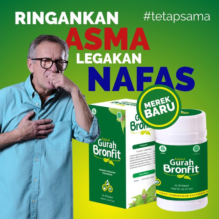 Kapsul Gurah Bronfit Asli, Herbal Batuk Menahun, Asma, Flu, Sesak Nafas